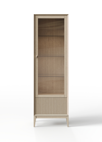 Витрина  1-дверная  Audrey с рифленным нижним ящиком, правая