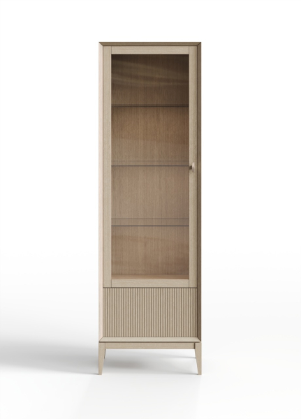 Витрина  1-дверная  Audrey с рифленным нижним ящиком, левая