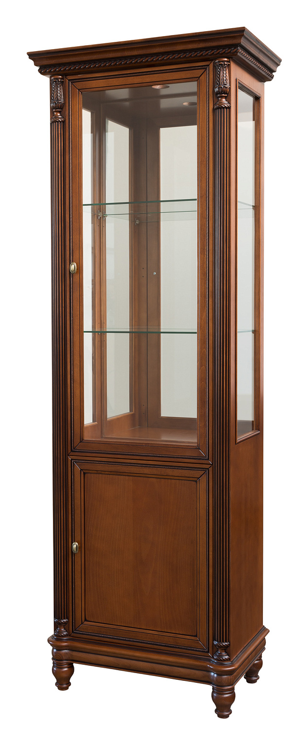 Витрина "Флоренция" однодверная со стеклянными боковинами, зеркалом и подсветкой, правая