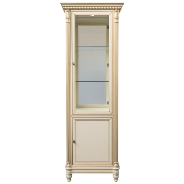 Витрина "Флоренция" однодверная со стеклянными боковинами, зеркалом и подсветкой, левая 