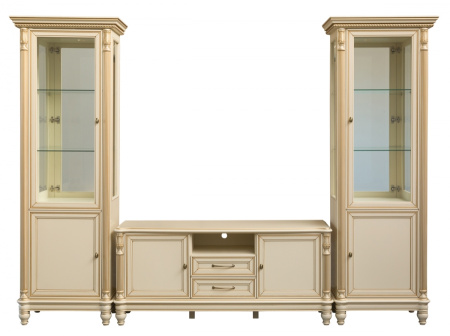 Витрина "Флоренция" однодверная со стеклянными боковинами, зеркалом и подсветкой, левая