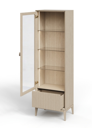 Витрина  1-дверная  Audrey с рифленным нижним ящиком, левая