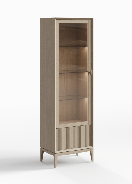 Витрина  1-дверная  Audrey с рифленным нижним ящиком, левая